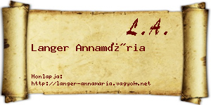 Langer Annamária névjegykártya