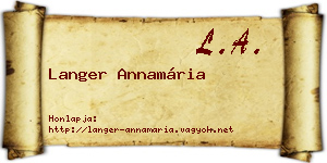 Langer Annamária névjegykártya